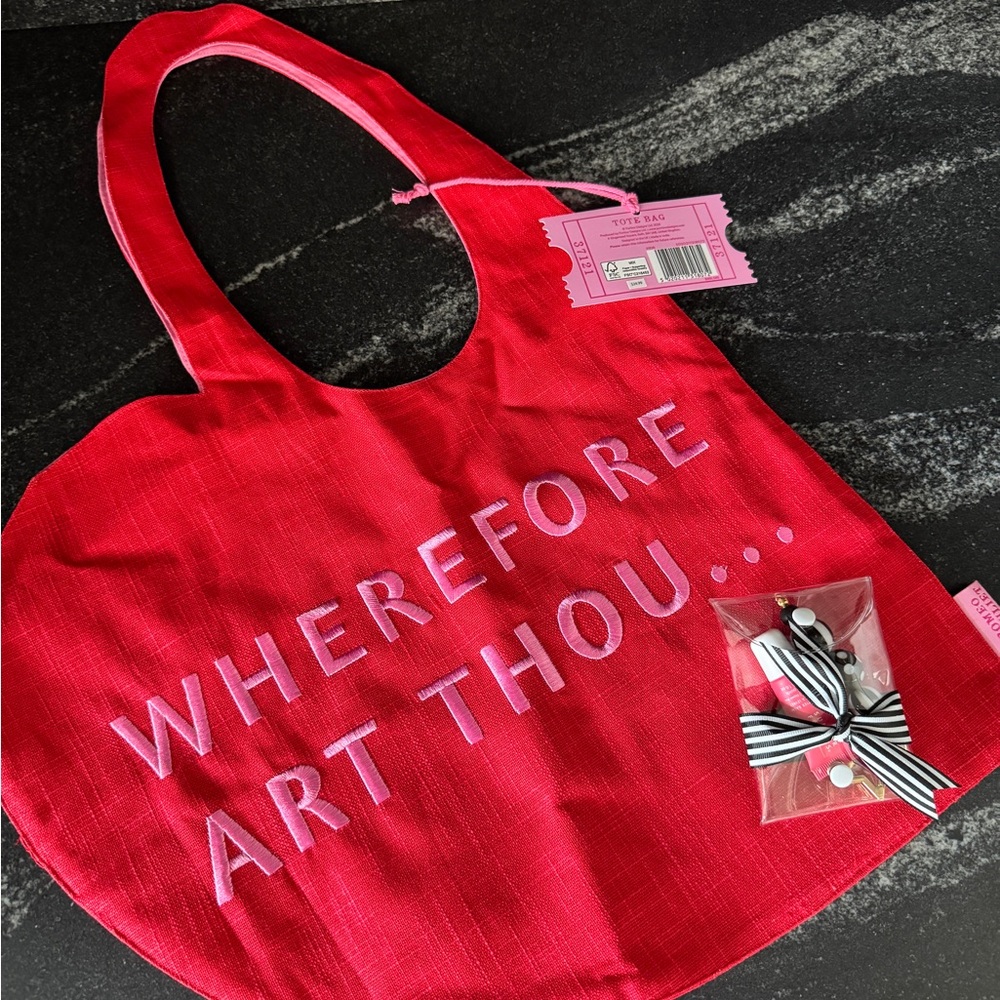 Barnes and Noble Valentines tote and Summer Fridays mini lippie keychain